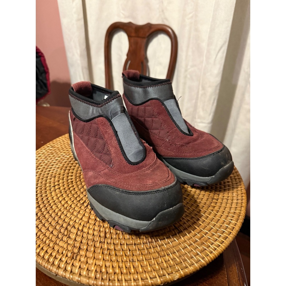 Lands End Womens 9.5 Burgundy Suede Quilted Ankle Snow Boots V2442 F2969 394044 - Picture 10 of 11